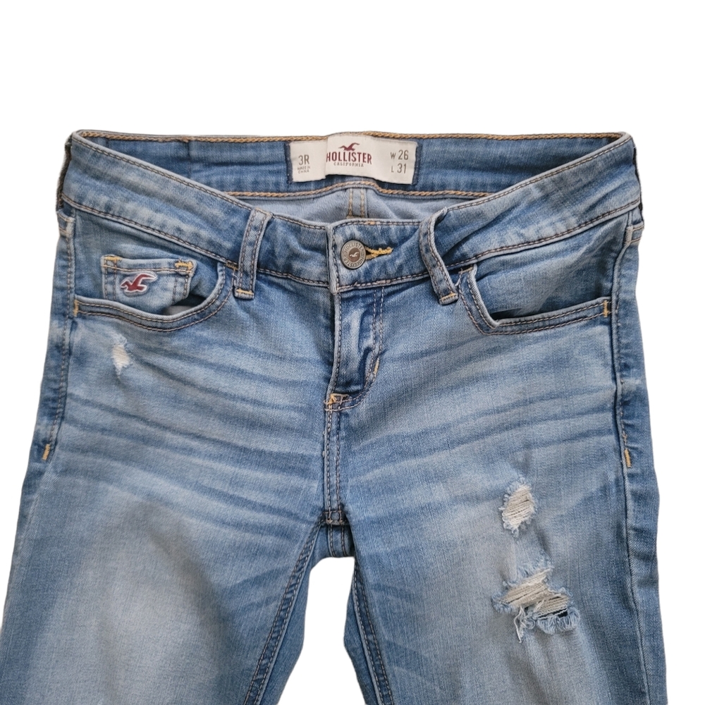 Juniors Hollister 3 R jeans ripped style fringe skinny - Picture 2 of 6